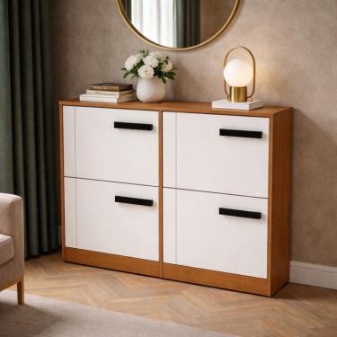 Imagem de Sapateira para Quarto 24 Pares Lisboa Branco/Freijó