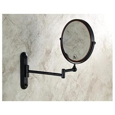 Imagem de Espelho de banheiro montado na parede 20 cm espelho de maquiagem dourado organizador de prateleira de banheiro (cor: preto escovado a óleo 2)