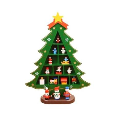 Imagem de Árvore De Natal De Madeira Vermelha 3D Para Decoração De Mesa, Layout 