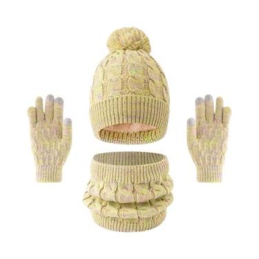 Imagem de Conjunto De Gorro, Cachecol E Luvas De Inverno Para Crianças, 3 Peças,