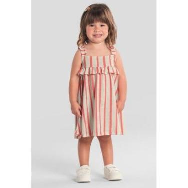 Imagem de Vestido infantil menina listrado Brandili -Rosa-Feminino