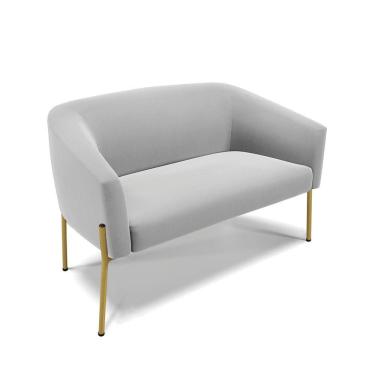 Imagem de Sofá Namoradeira 2 Lugares Pé De Ferro Dourado Stella Suede D03 - D'rossi Cor Cinza