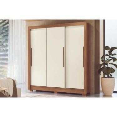Imagem de Guarda Roupa Casal 3 Portas De Correr E 2 Gavetas C/ Pés Maringá Jatoba/areia - Santos Andirá