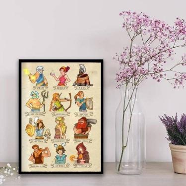 Imagem de Quadro Decorativo Ilustração Deuses Gregos 33X24 Vidro Preta
