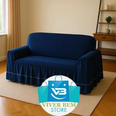 Imagem de Capa protetor Sofá Dalia de 2 lugares Cor:Azul - Viver Bem Estar, Azul