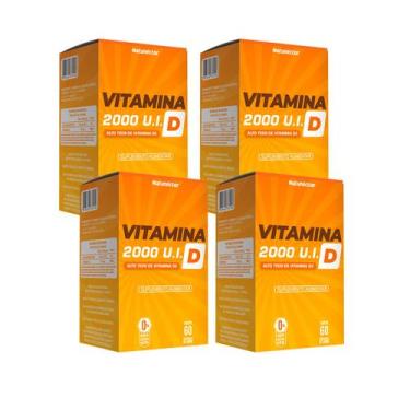 Imagem de Kit 4 Potes Vitamina D 2.000UI Suplemento Alimentar Alto teor Natural 