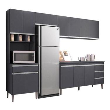 Imagem de Cozinha Com Balcão E Tampo 160 Cm Andréia Cinza Fosco - Ajl - AJL MÓVE