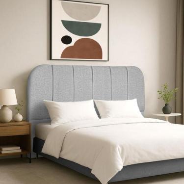 Imagem de Cabeceira Estofada 195 cm Para Cama Box King Linho Luxo - Clique Chiqu
