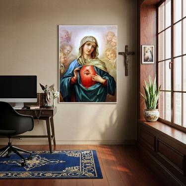Imagem de Quadro Sagrado Coração De Maria Colorido  - 70x50cm