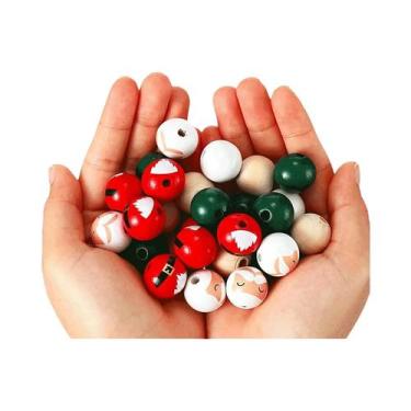 Imagem de Contas Redondas De Madeira De Natal, Madeira Natural De Pinheiro, Tama