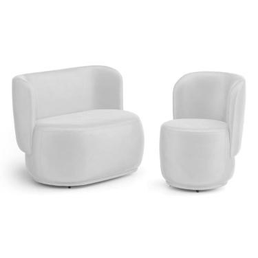 Imagem de Poltrona e Namoradeira Orgânica Molly Couríssimo Branco - Abmaza