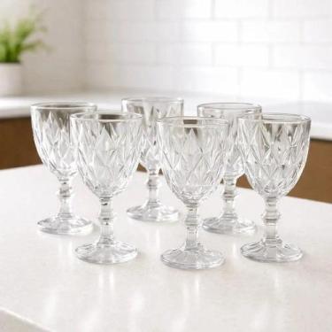 Imagem de Conjunto 6 Taças de Vidro Bali 350ml Copos Elegantes Água Suco Vinho M