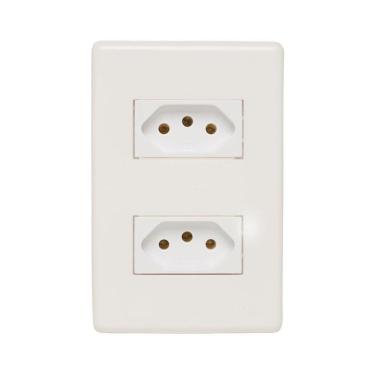 Imagem de Conjunto Stella Steck 2 Tomadas 2P+T Horizontal Branco 10A 250V
