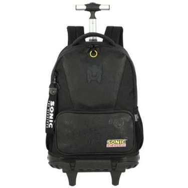 Imagem de Mochila Escolar Rodas e Costas Sonic Game Oficial MC49842, Preto