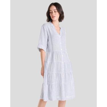 Imagem de Vestido Listrado Botão Aberto - Lohe, Azul, GG