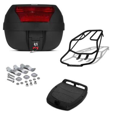 Imagem de Baú 28 Litros Pro Tork + Bagageiro Várias Motos , VERMELHO, TITAN 150 