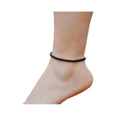 Imagem de Tornozeleira Feminina Boho Com Pedras Naturais 4mm Olho De Tigre E How