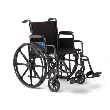 Imagem de Cadeira de Rodas Dobrável Medline Preto Confortável com Braços de Mesa e Apoio de Pés Deslocável Modelo Medline Comfortable Folding