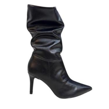 Imagem de Bota Vizzano 3112.101 Cano Médio Drapeado Salto Fino 8cm Pre-Feminino