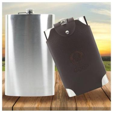 Imagem de Cantil Gigante Soviético CCCP Vodka 1900ml Inox Alça Couro