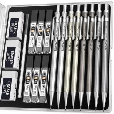 Imagem de Conjunto de Lápis Mecânicos Nicpro MB1000 0,7 mm com Estojo