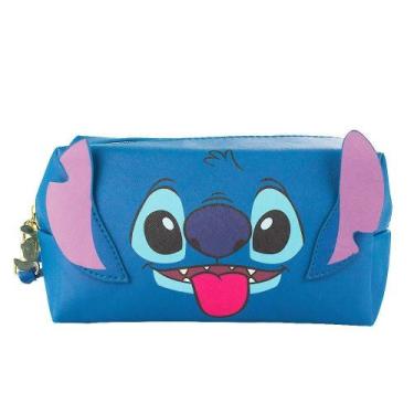 Imagem de Necessaire Azul Fofa Stitch 11x10x21cm Orelhas 3D Disney DMG9040S-ST1-