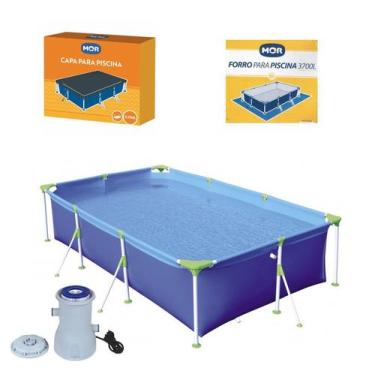 Imagem de Kit Piscina Premium 3700 Litros + Capa + Forro + Filtro - Mor, 110V
