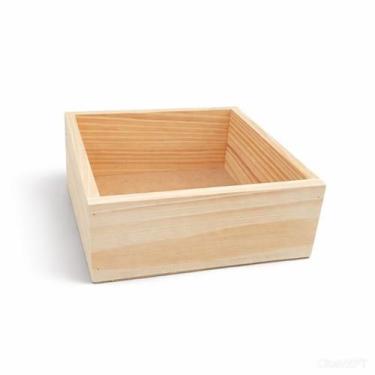 Imagem de Kit Caixinha Bandeja de Madeira Quadrada 20cm x 20cm - Classe Artesana