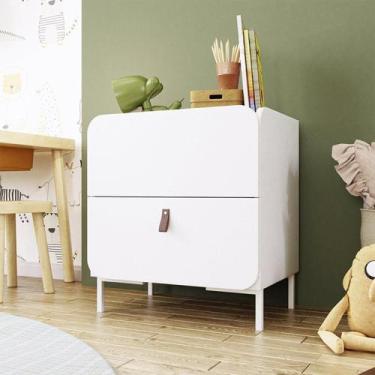 Imagem de Mesa Lateral Infantil 2 Gavetas MDP 15mm Branco - BRV Móveis