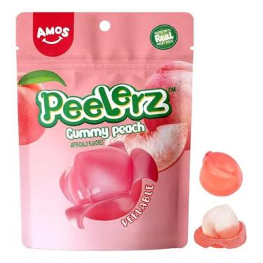 Imagem de Bala Descascável Peelerz Gummy Pêssego Amos 65g Importada