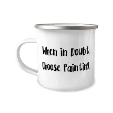 Imagem de Presentes de pintura inspiradora, quando estiver em dúvida, escolha a pintura, caneca de acampamento de 355 ml de amigos