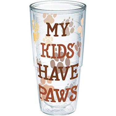 Imagem de Tervis Copo térmico de parede dupla My Kids Have Paws Made in USA mantém as bebidas frias e quentes, 700 ml – sem tampa, transparente