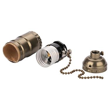 Imagem de Soquete de luz E27, suporte de lâmpada de mesa retrô, soquete de lâmpada de rosca de alumínio M10 com interruptor de corrente de puxar(Bronze)