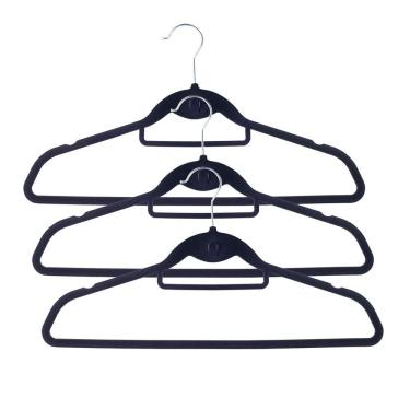 Imagem de KIT 30 Cabides de Veludo Preto com gancho