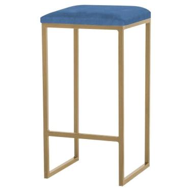 Imagem de Banqueta Billie Base Gold Suede Azul Marinho Gran Belo