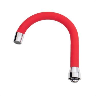 Imagem de Tubo Bica Móvel Lavatório Silicone Vermelho Arejador Fixo