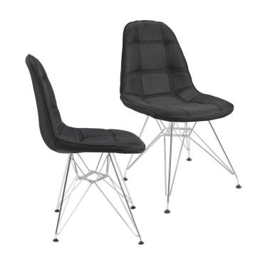 Imagem de Kit 2 Cadeiras Estofada Botonnes Base CromodaOR Design Preta