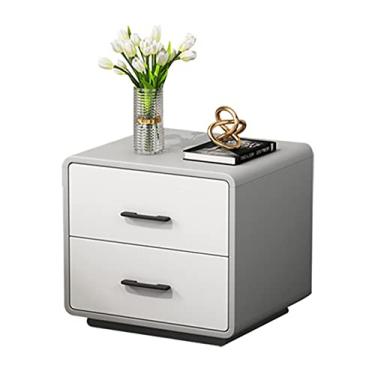 Imagem de Criados-mudos Moderno quarto de armazenamento de cabeceira armário com 2 gavetas sala de estar quarto de quarto, 17,7 "l x15.7" w x 17 "h Mesas de cabeceira para quarto (Color : Gray)