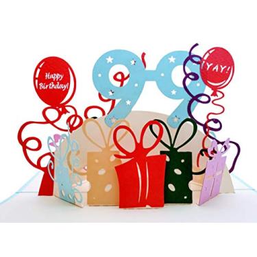 Imagem de iGifts and Cards Happy 99th Birthday With Lots of Presents Cartão de felicitações 3D Pop Up - Incrível, Bonito, Divertido, Único, Ocasião Especial, Half-Fold, Celebração, Marido, Esposa, Melhor Amigo, Parabéns