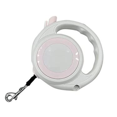 Imagem de Coleira retrátil para cães para fita de nylon Coleira de caminhada para cães pequenos médios Coleira de corda longa para treinamento de cães cordão de verificação para atividades ao ar livre, acampamento ou quintal, rosa, 5 m/16,4 pés
