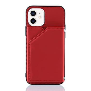 Imagem de Carteira de couro PU para Samsung Galaxy S22 Ultra S21 Plus S20 FE A12 A22 A32 A42 A52 A72 A20 A30 Bolsos de cartão traseiros Flip Cover, vermelho, para Galaxy S21 Ultra