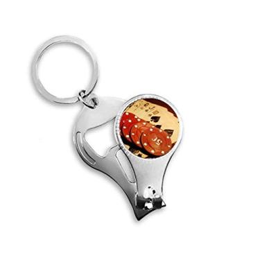 Imagem de Red Chip Gambling Photo Nail Nipper Ring Chaveiro Abridor de Garrafas Cortador