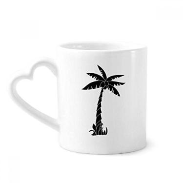 Imagem de Caneca de contorno preto de coqueiro com planta de cerâmica copo de coração de vidro