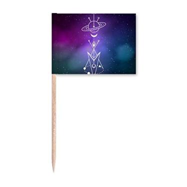 Imagem de Starry Sky Alien Totem Pattern Toothpick Flags Marker Topper Decoração de Festa