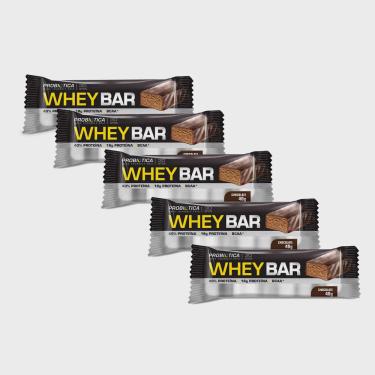 Imagem de Kit 5 Barra de Proteína Whey Bar High Protein Probiótica Chocolate com 40g