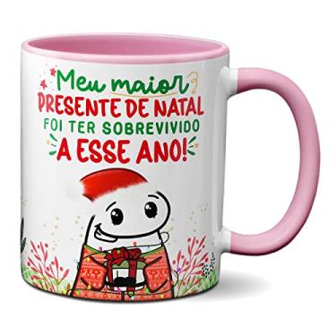 Imagem de Caneca Engraçada Presente Natal Flork Sobrevivi a Esse Ano (Rosa)