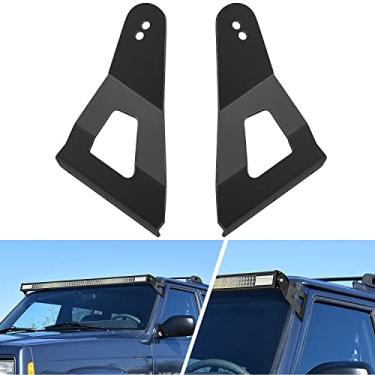 Imagem de Nilight 2 peças de suporte de barra de luz LED curvo de 132 cm no teto do para-brisa superior para Jeep Cherokee XJ 1984-2001 e Comanche MJ 1986-1992