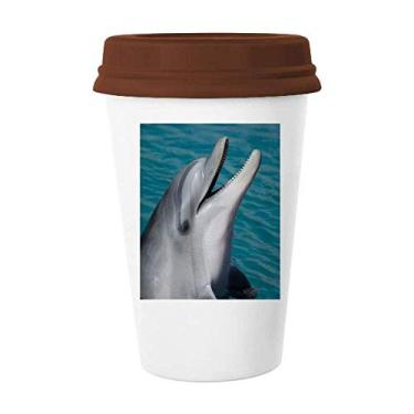 Imagem de Caneca de vidro de cerâmica com imagem de golfinho de água do oceano