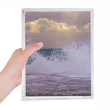 Imagem de Caderno com imagens naturais de ciência e ondas do mar oceano, diário de folhas soltas recarregável