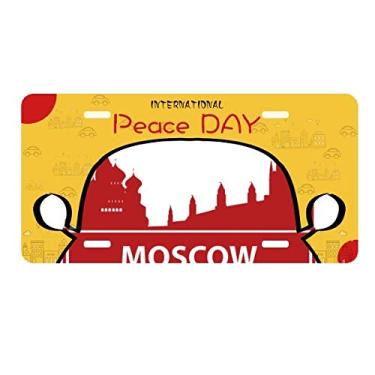 Imagem de DIYthinker Placa de carro com estampa de marco vermelho Moscow Rússia Decoração para o Dia da Paz